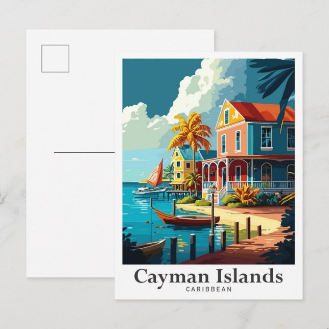 Cayman Islands Caribbean Vintage Travel Portrait  Postcard (Front/Back)