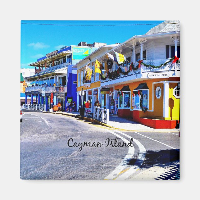 Cayman Islands Colourful Shops Magnet (Front)