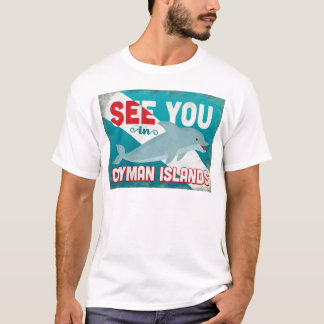 Cayman Islands Dolphin - Retro Vintage Travel T-Shirt