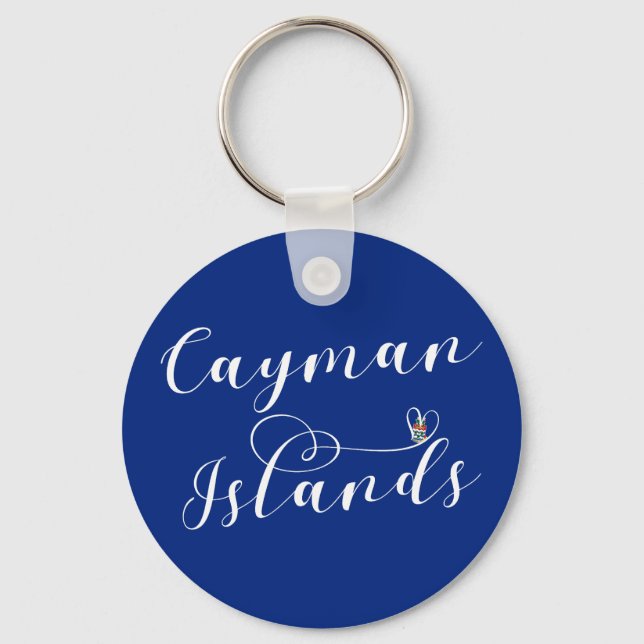 Cayman Islands Flag Heart, Cayman Isles Key Ring (Front)