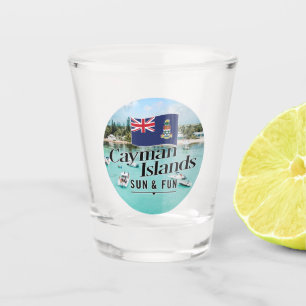 "Cayman Islands Sun & Fun" With Flag Shot Glass