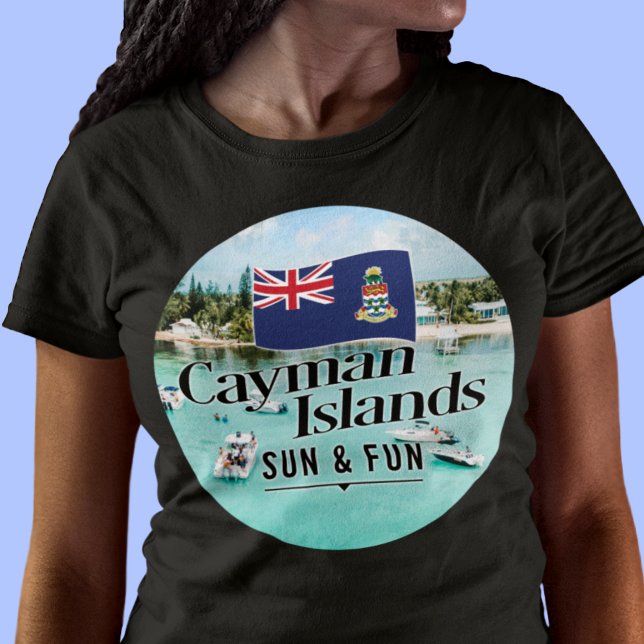"Cayman Islands Sun & Fun" With Flag T-Shirt (Creator Uploaded)