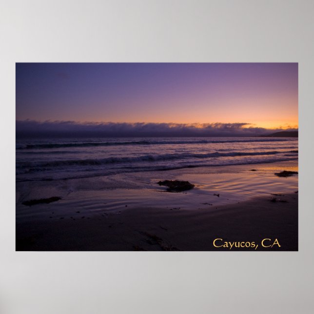 Cayucos, CA Beach Sunset Poster (Front)