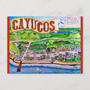 Cayucos California Map Postcard