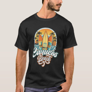 Cayucos Three Surfboard And Palm Tree Circle T-Shirt