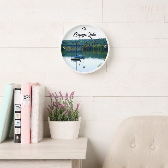 CAYUGA LAKE IN AUTUMN  CLOCK (Reading Room)