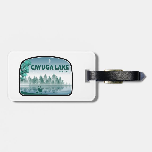 Cayuga Lake New York Deer Luggage Tag (Back Horizontal)