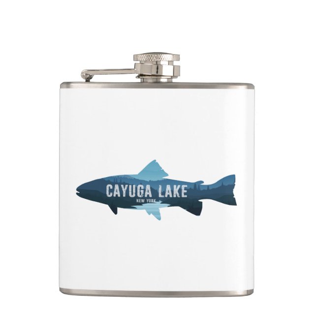 Cayuga Lake New York Fish Hip Flask (Front)
