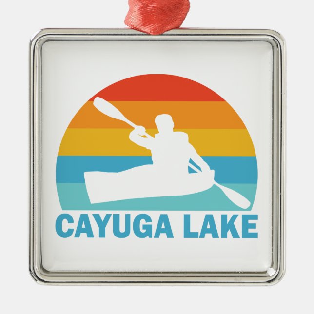 Cayuga Lake New York Kayak Metal Tree Decoration (Front)