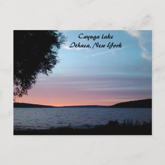 CAYUGA LAKE, NIGHT FALLS postcard (Front)