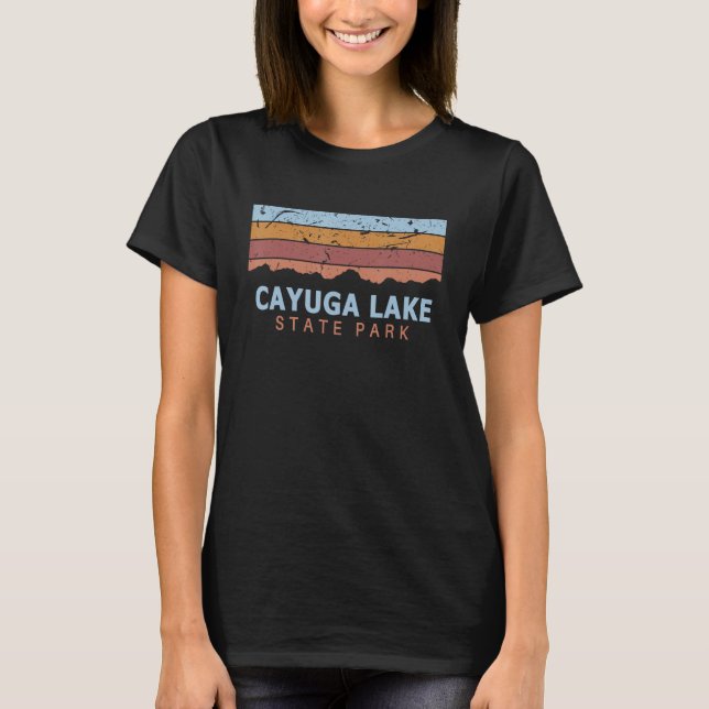 Cayuga Lake State Park New York Retro Cool T-Shirt (Front)