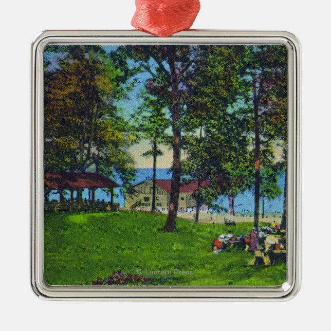 Cayuga Lake State Park Scene Metal Tree Decoration (Front)