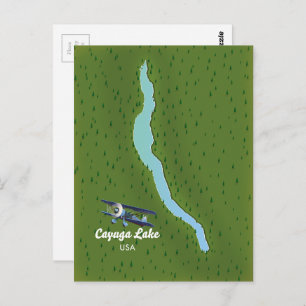 Cayuga Lake vintage style travel map Postcard