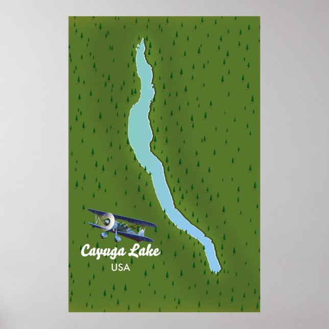 Cayuga Lake vintage style travel map Poster (Front)