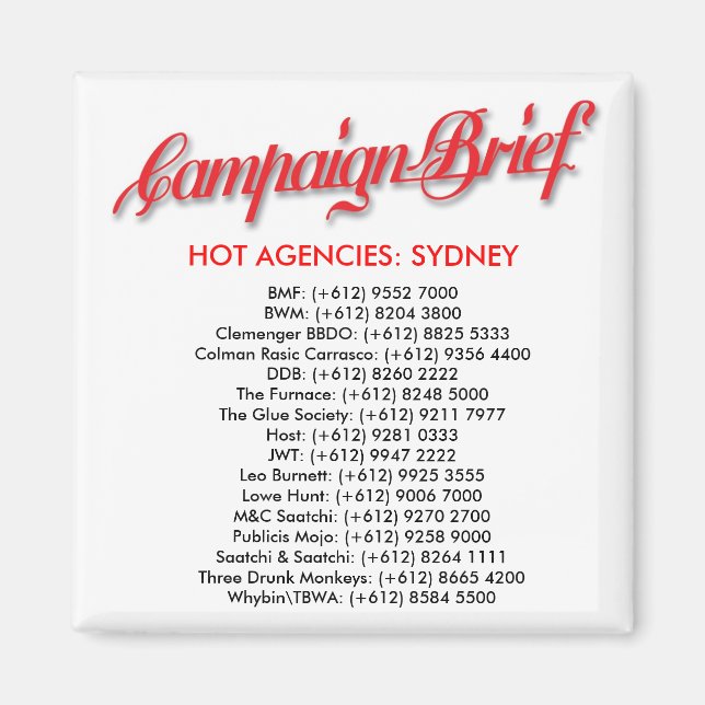 CB Magnet - Hot Agencies: Sydney (Front)