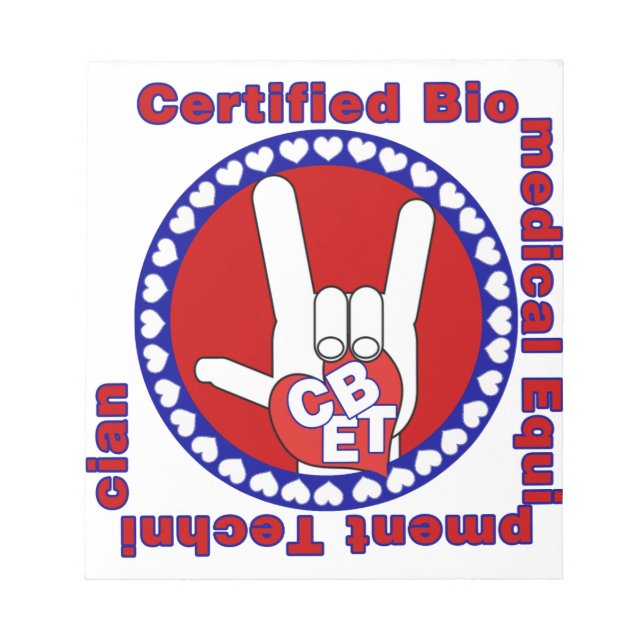 CBET CERTIFIED BIOMEDICAL EQUIPMENT TECHNICIAN NOTEPAD (Front)