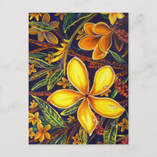 CBjork Yellow Island Plumeria Art Postcard