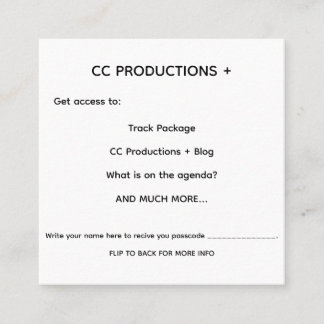 CC Productions+ Square Business Card
