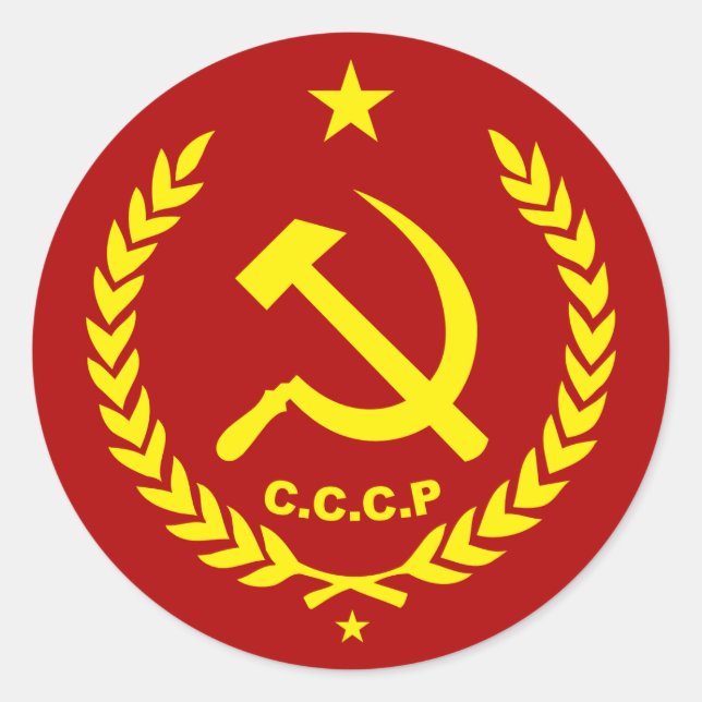 CCCP Communist Hammer and Sickle Badge Classic Round Sticker (Front)