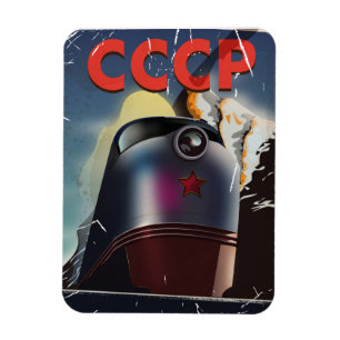 CCCP Retro vintage Soviet train Poster Magnet