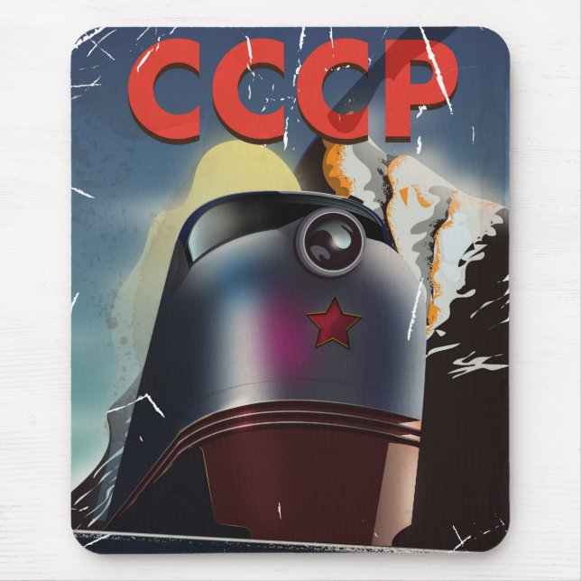 CCCP Retro vintage Soviet train Poster Mouse Pad (Front)