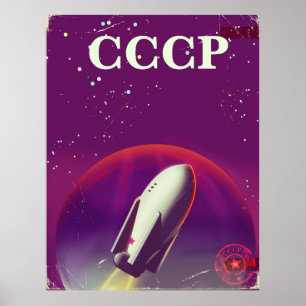 CCCP Soviet space race travel poster