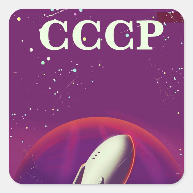 CCCP Soviet space race travel poster Square Sticker (Front)