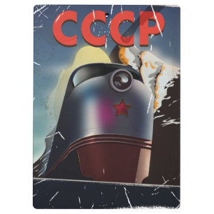 CCCP vintage Soviet Locomotive Poster Clipboard