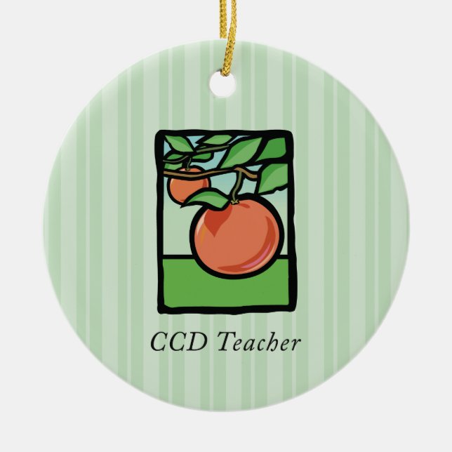 CCD Teacher Thank You, Apple Ceramic Tree Decoration (Front)