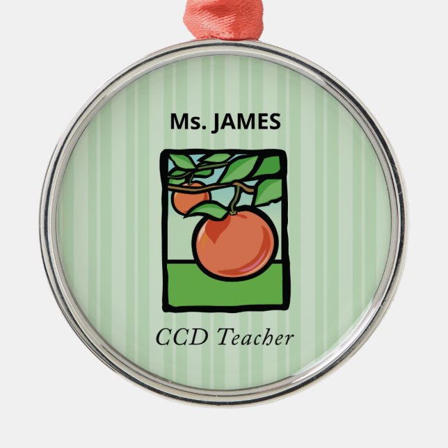 CCD Teacher Thank You, Apple Metal Tree Decoration (Front)