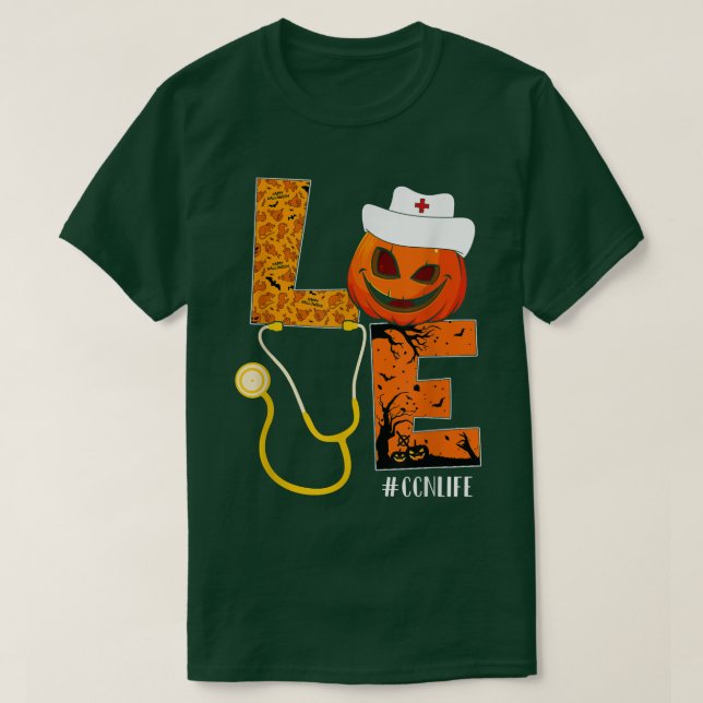 CCN Nurse Love Nurse Life Halloween Pumpkin Costum T-Shirt (Design Front)