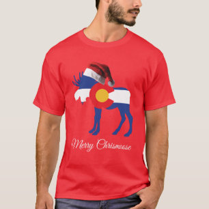 Ccolorado Moose wearing a Santa Claus hat T-Shirt