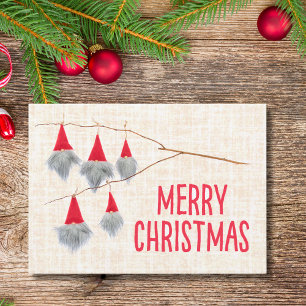 CCrafted Christmas Gnome – Linen Festive Greetings Holiday Card