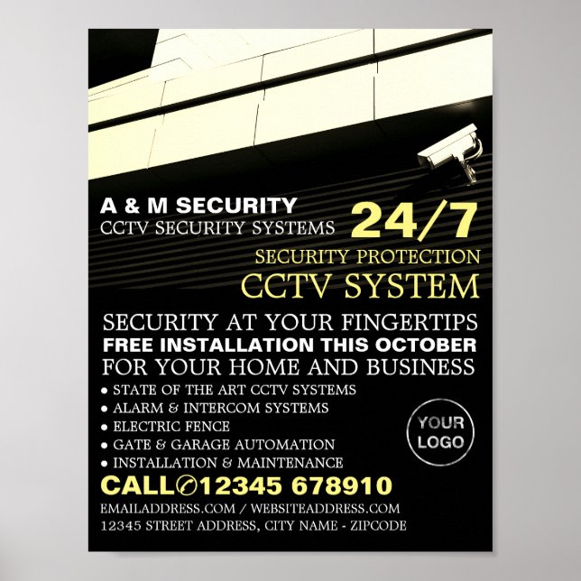 CCTV Mounted Camera, CCTV Security Advertising Poster (Front)