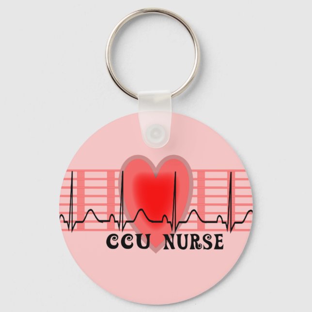 CCU Nurse Gift Ekg paper and Heart Design Key Ring (Front)