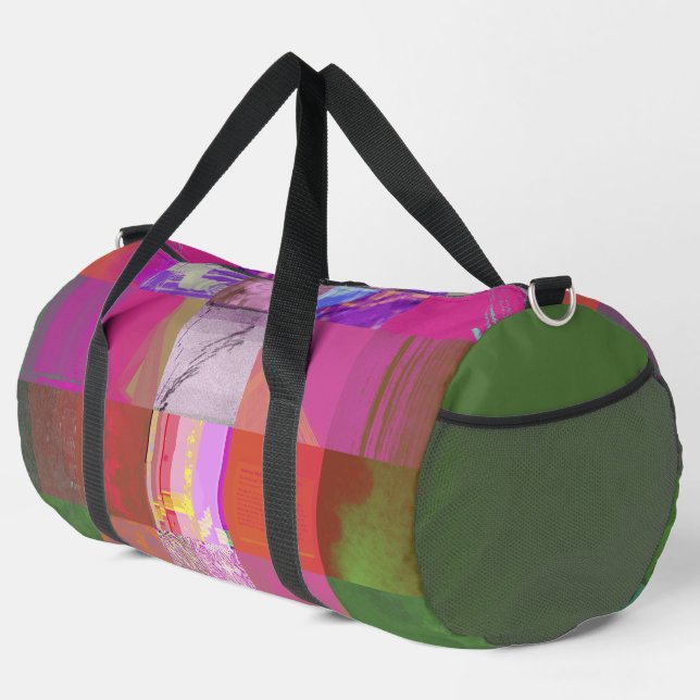 CD1FE646 Abstract Digital Glitch Art Grid Pattern  Duffle Bag (Right Corner)