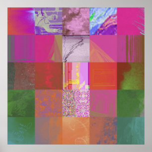 CD1FE646 Abstract Digital Glitch Art Grid Pattern  Poster