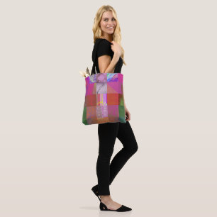 CD1FE646 Abstract Digital Glitch Art Grid Pattern  Tote Bag