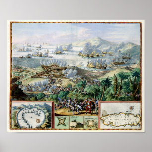 Cdr Binckes engages French Fleet at Tobago 1676 Poster
