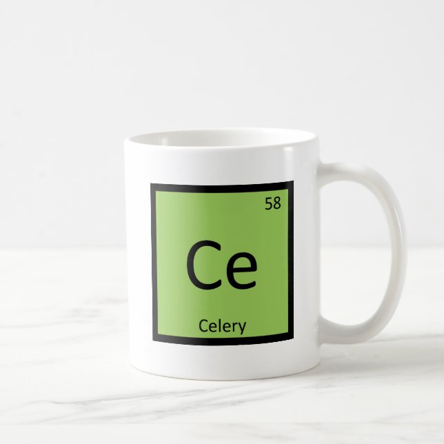 Ce - Celery Vegetable Chemistry Periodic Table Coffee Mug (Right)