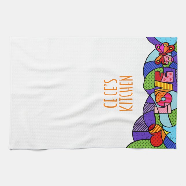 Ce Ce's Pop Art custom design Tea Towel (Horizontal)