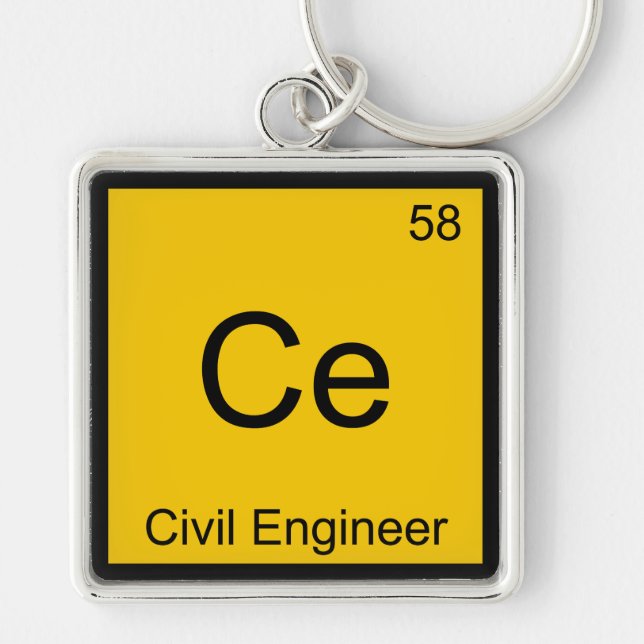 Ce - Civil Engineer Chemistry Element Symbol Tee Key Ring (Front)