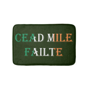 Cead Mile Failte overlaid on Irish Flag bmt Bath Mat