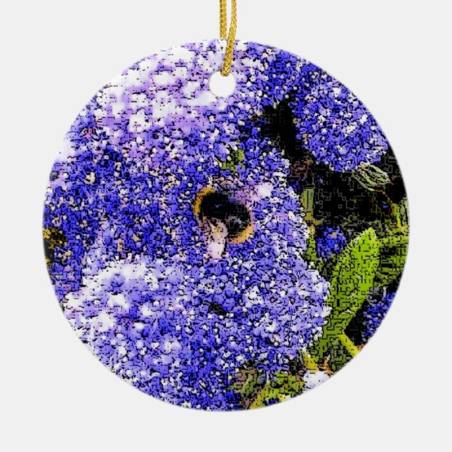 Ceanothus Flower Bee Ceramic Tree Decoration (Front)