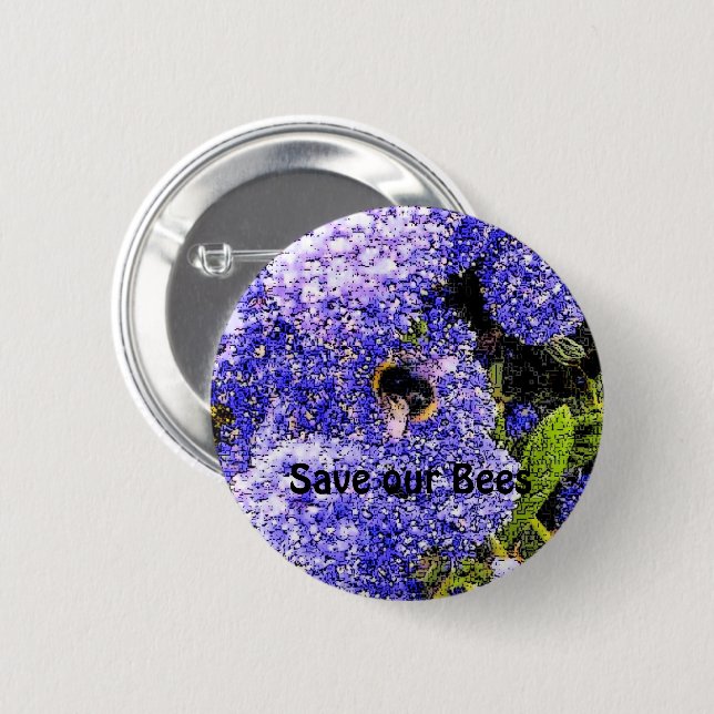 Ceanothus Flowers Bee 6 Cm Round Badge (Front & Back)