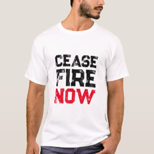 Cease Fire Now black red white distressed anti war T-Shirt