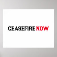 Cease Fire Now black red white grunge typography