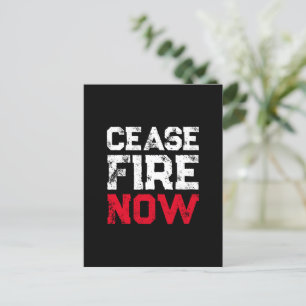 Cease Fire Now white red black grunge typography Postcard