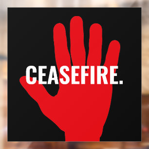 Ceasefire black white red hand anti war custom