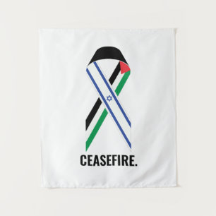 Ceasefire Israel and Palestine flags ribbon custom Tapestry
